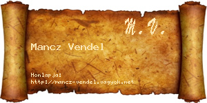 Mancz Vendel névjegykártya
